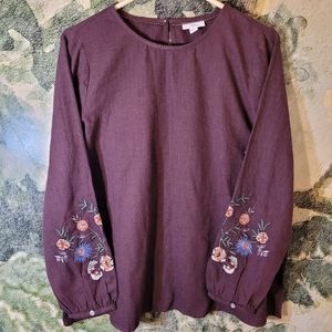 J.Jill Embroidered Sleeve Top
